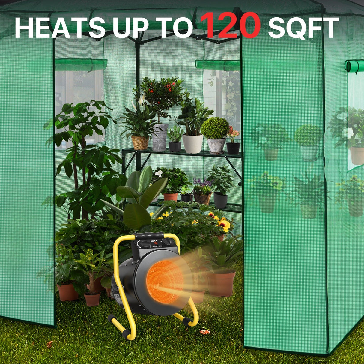 1500W Greenhouse Heater with Thermostat,black - Eagle Peak Custom Canopy Tent