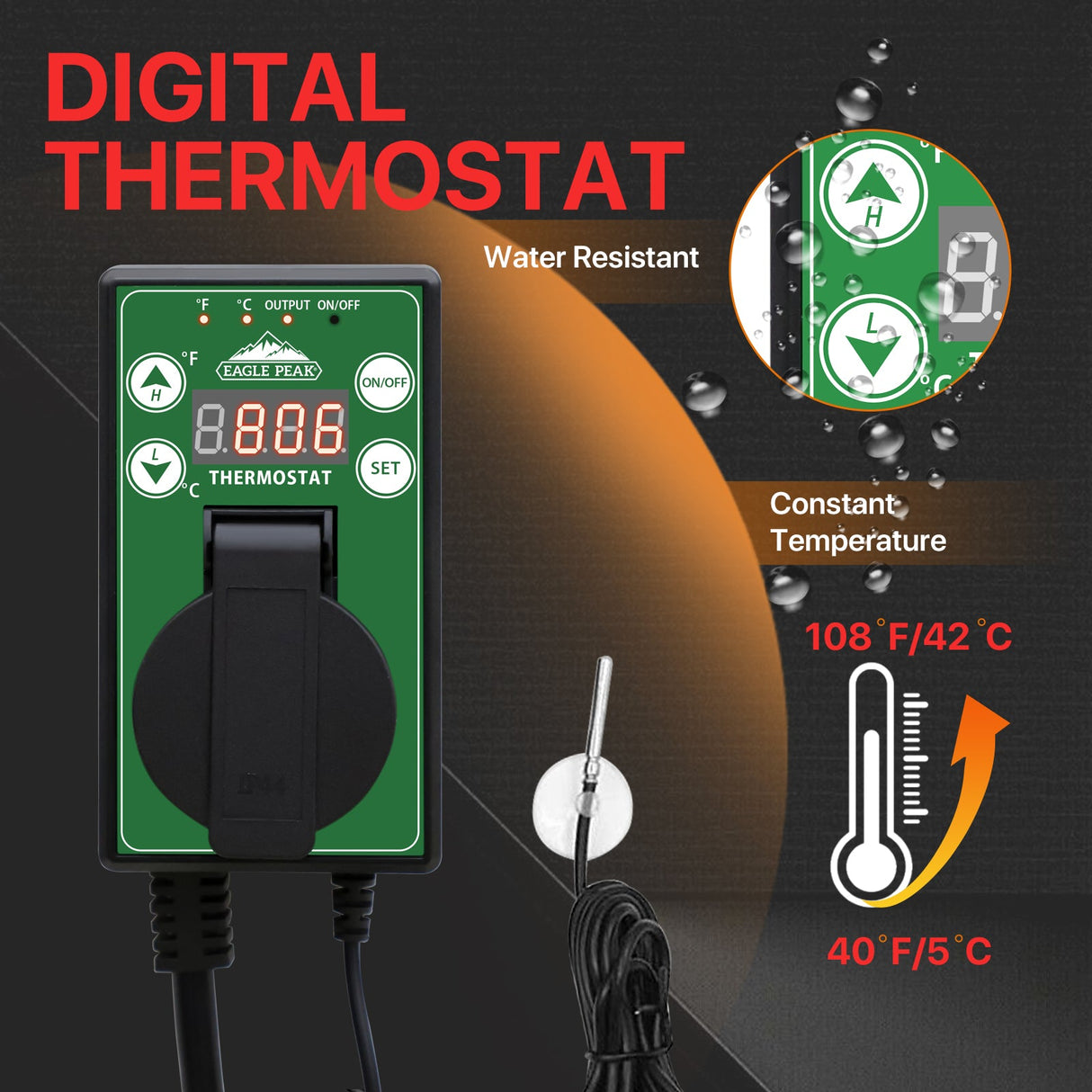 1500W Greenhouse Heater with Thermostat,black - Eagle Peak Custom Canopy Tent