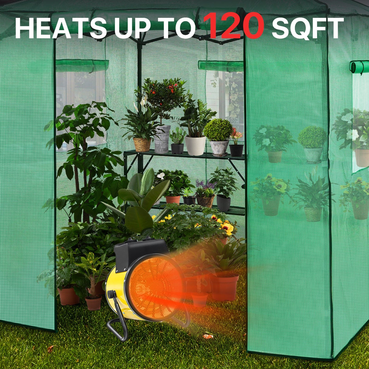 1500W Outdoor Heater with Thermostat, Yellow - Eagle Peak Custom Canopy Tent