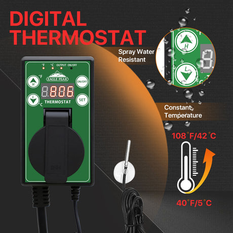 1500W Outdoor Heater with Thermostat, Yellow - Eagle Peak Custom Canopy Tent