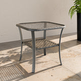 Rustic Veranda Outdoor Wicker Side Table, Brown