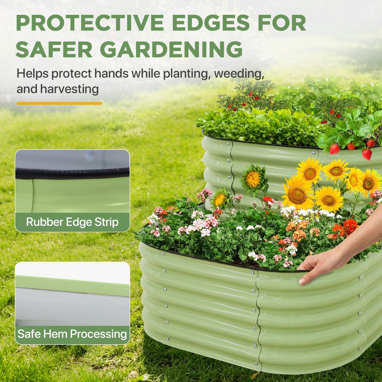 2 - Tier Raised Garden Bed Planters, Coated Metal Raised Bed - Eagle Peak®