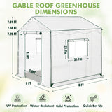 6x6/ 8x8/ 10x10 Portable Pop Up Greenhouse, Patented Center Lock with Gable Roof