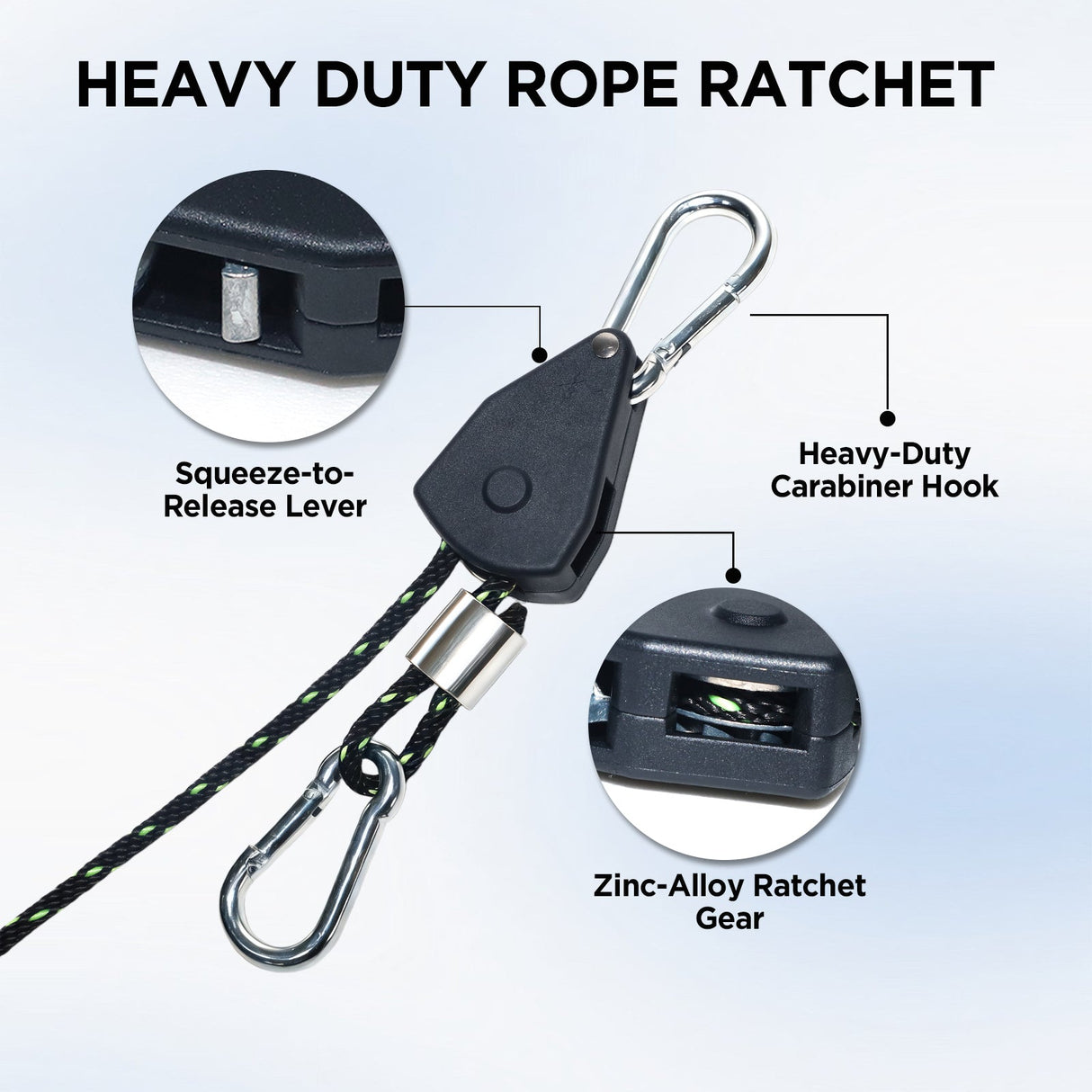 4 - Pack 1/8" Adjustable Rope Ratchet Tie Down Strap Set - Eagle Peak Custom Canopy Tent