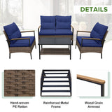 4 PCS Mojave Dusk Patio Wicker Furniture, Loveseat, 2 Patio Chairs and Coffee Table, Brown/Beige - Eagle Peak Custom Canopy Tent