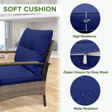 4 PCS Mojave Dusk Patio Wicker Furniture, Loveseat, 2 Patio Chairs and Coffee Table, Brown/Beige - Eagle Peak Custom Canopy Tent