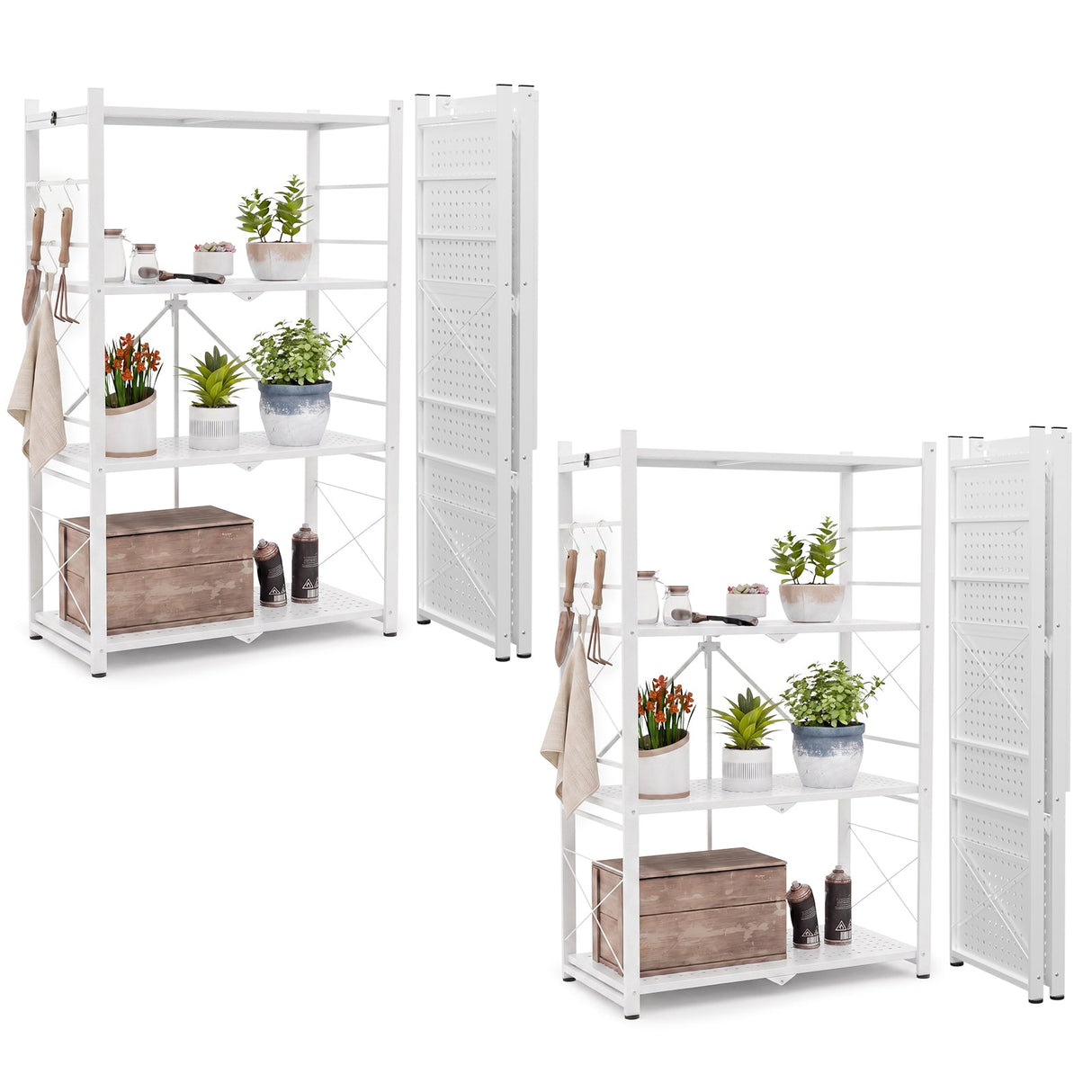 4-Tier Foldable Greenhouse Shelf, 28”x14.6”x44.7”, 520 lbs, 1/2 Pack, Black - Eagle Peak®