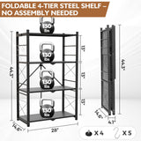 4 - Tier Foldable Greenhouse Shelf, 28”x14.6”x44.7”, 520 lbs, 1/2 Pack, Black - Eagle Peak Custom Canopy Tent