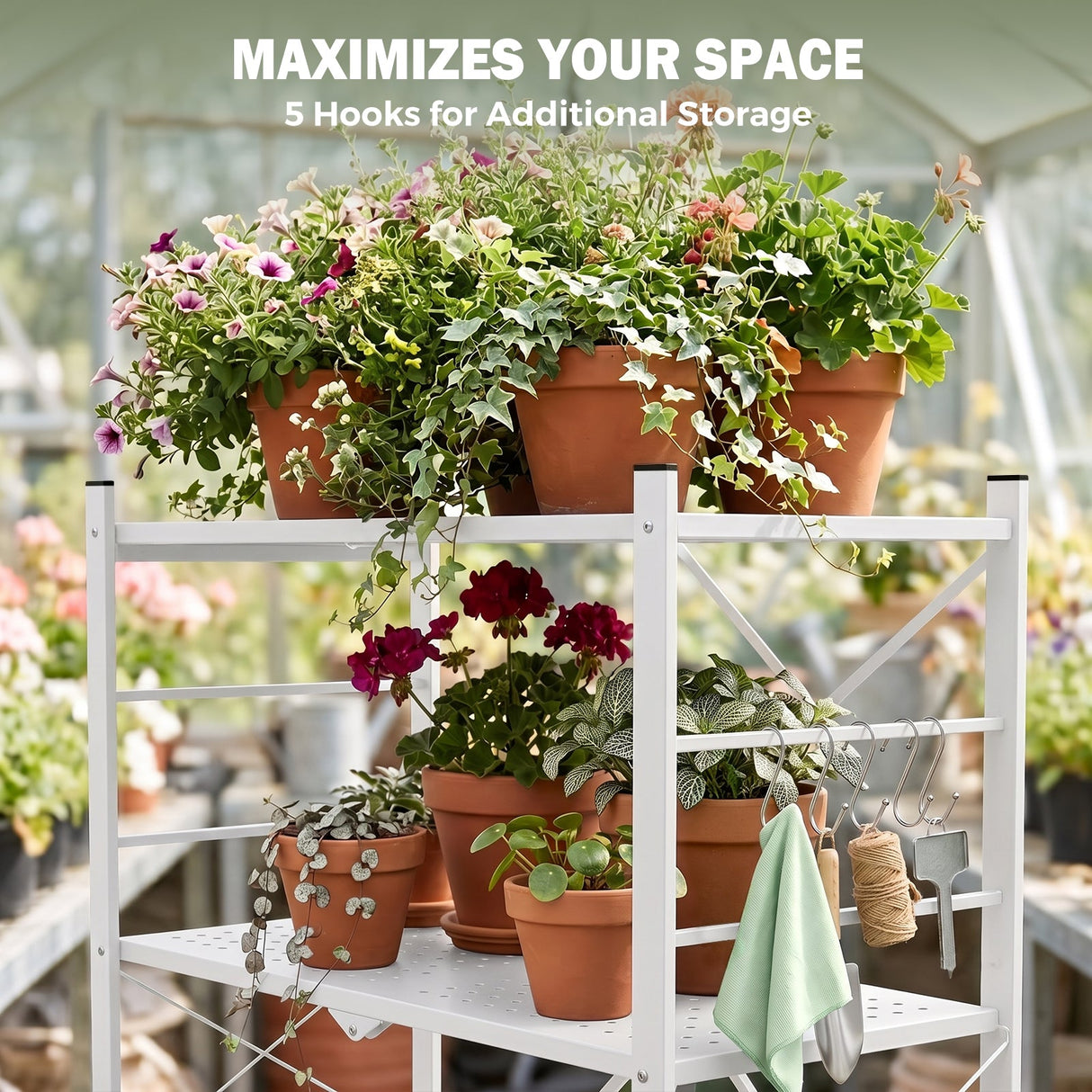 4-Tier Foldable Greenhouse Shelf, 28”x14.6”x44.7”, 520 lbs, 1/2 Pack, Black - Eagle Peak®