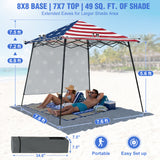 8x8 Pop Up Canopy Tent with Extended Eaves & Sidewall