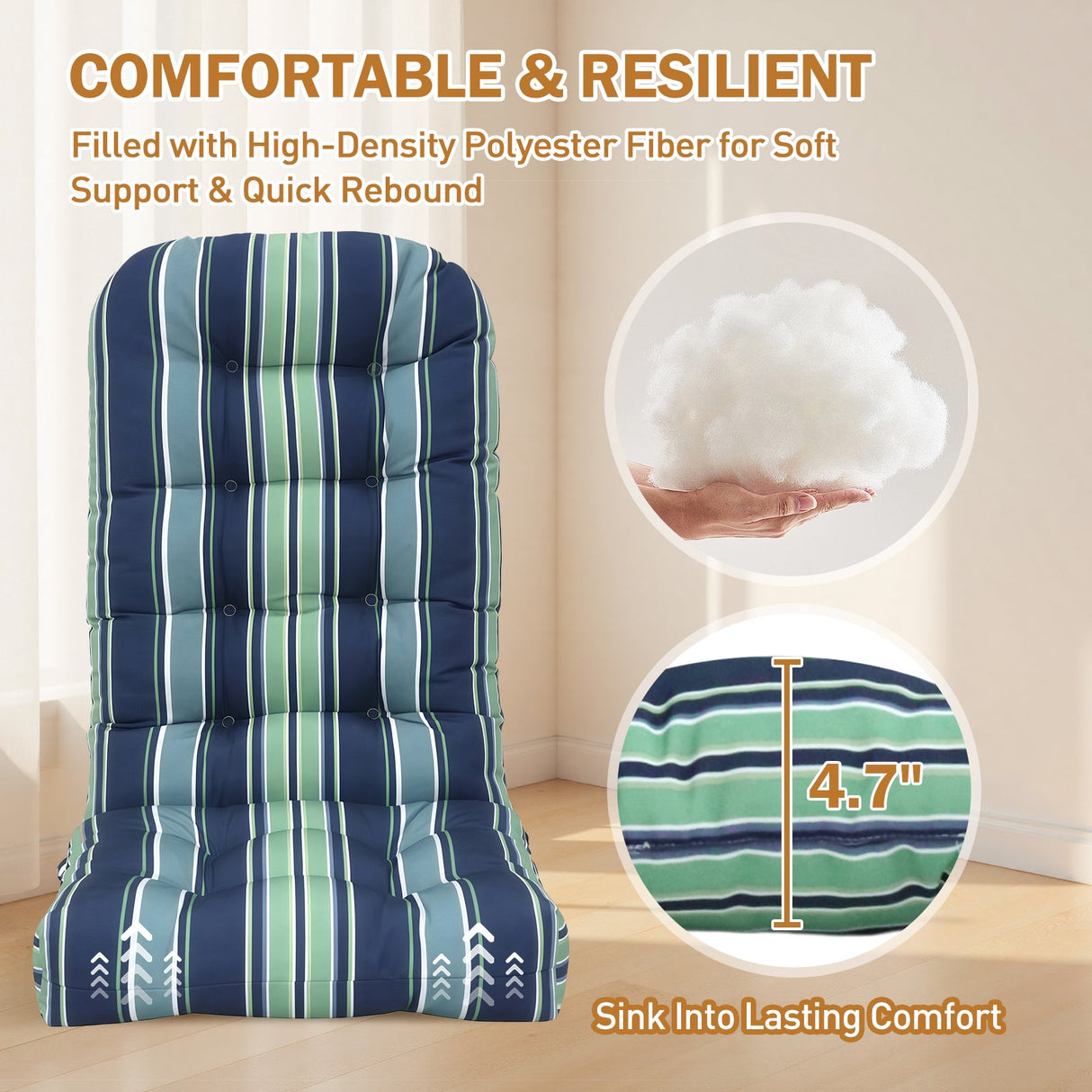 5" High Back Adirondack Chair Cushions, 49x20x5 in, Set of 1/2/4 - Eagle Peak Custom Canopy Tent