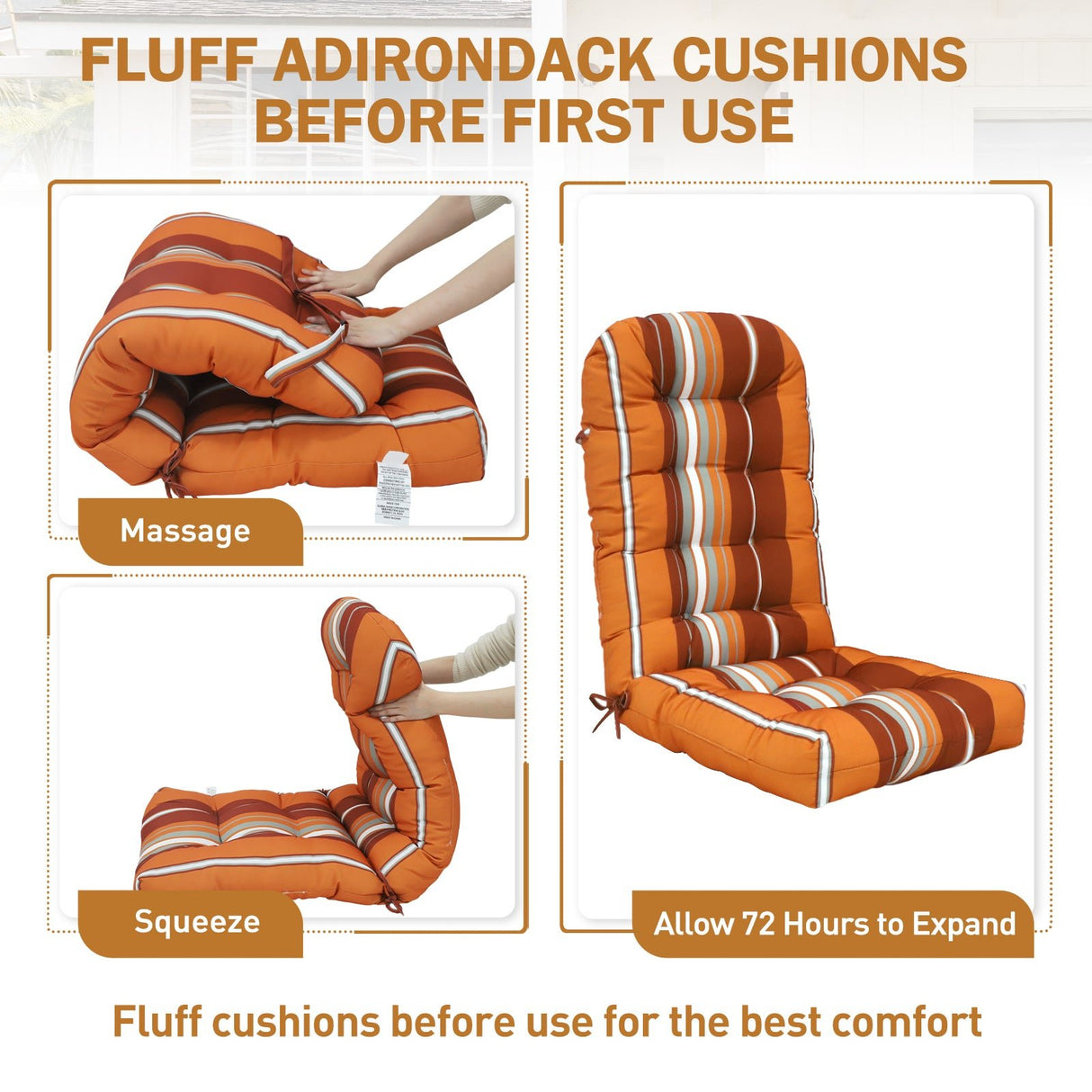 5" High Back Adirondack Chair Cushions, 49x20x5 in, Set of 1/2/4 - Eagle Peak Custom Canopy Tent