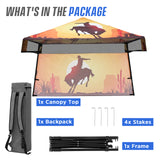8x8 Backpack Pop Up Canopy Tent w/ Sidewall 8x8 Base 6x6 Top,Unique Printing Fabric