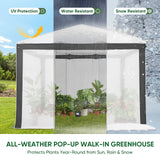 6x4/8x6/10x10 Portable Walk in Greenhouse with Polyester Reinforced Corners, Gray/White, Green/White