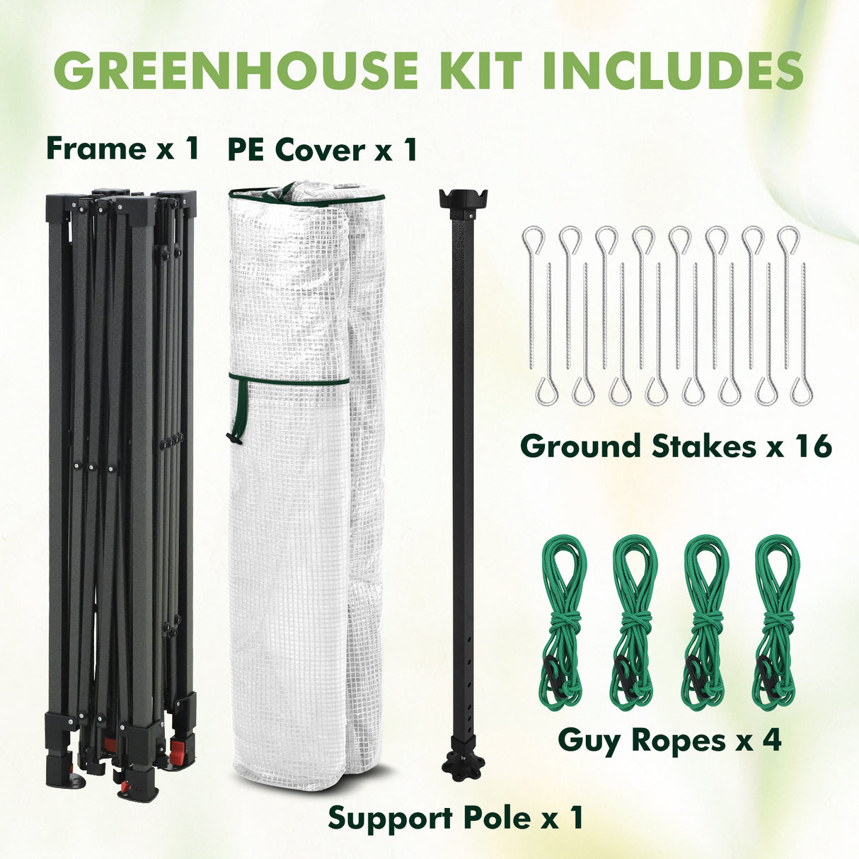 6x6/ 8x8/ 10x10 Portable Pop Up Greenhouse, Patented Center Lock with Gable Roof