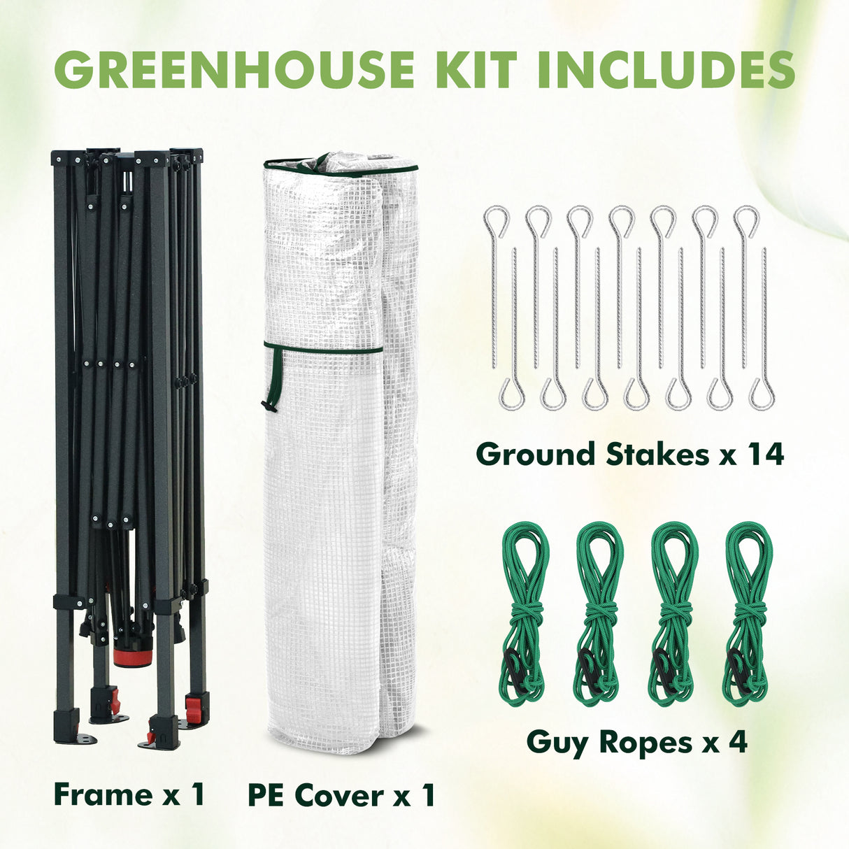 6x6/ 8x8/ 10x10 Portable Pop Up Greenhouse, Patented Center Lock with Gable Roof