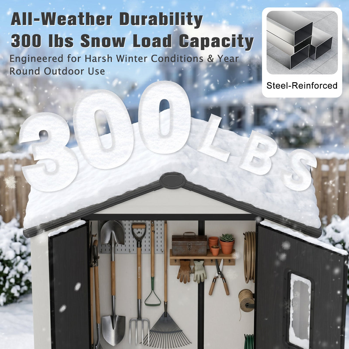 5x3/6x4/8x6/8x8 Resin Outdoor Storage Shed,Weatherproof Garden Shed - Eagle Peak