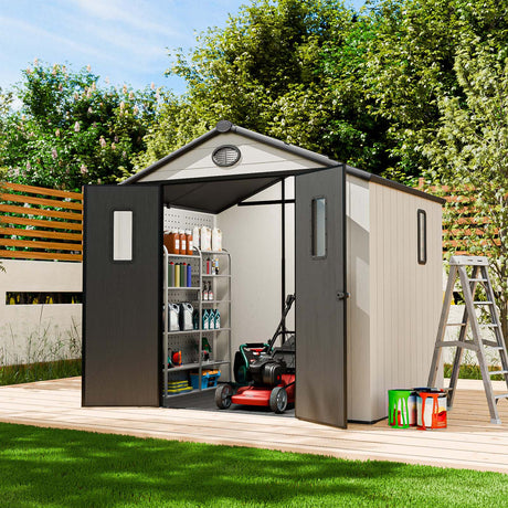 5x3/6x4/8x6/8x8 Resin Outdoor Storage Shed,Weatherproof Garden Shed - Eagle Peak®