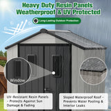 5x3/6x4/8x6/8x8 Resin Outdoor Storage Shed,Weatherproof Garden Shed - Eagle Peak