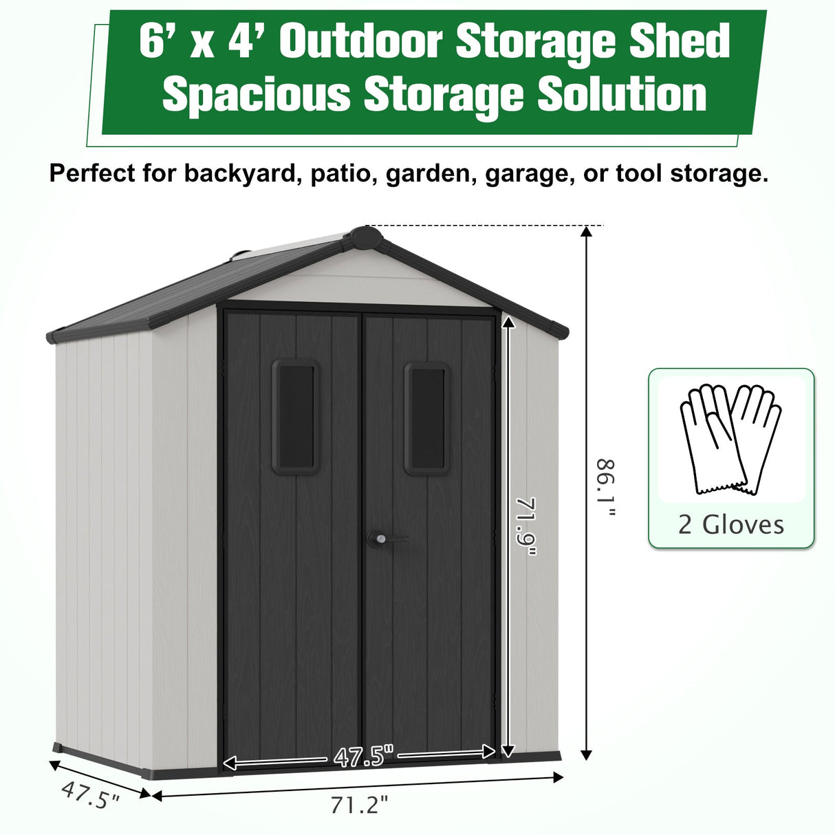 5x3/6x4/8x6/8x8 Resin Outdoor Storage Shed,Weatherproof Garden Shed - Eagle Peak