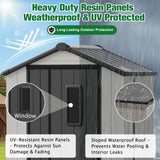 5x3/6x4/8x6/8x8 Resin Outdoor Storage Shed,Weatherproof Garden Shed - Eagle Peak