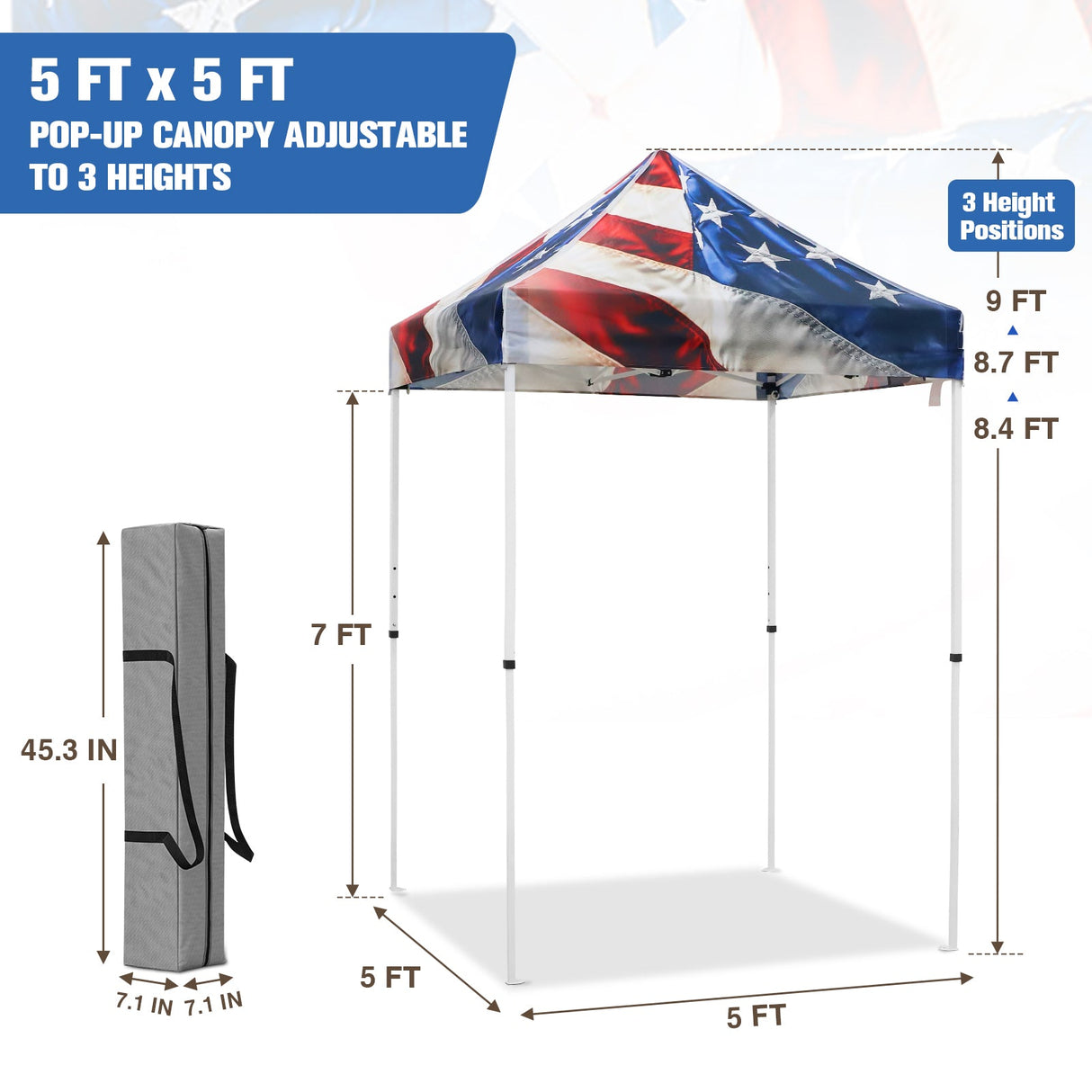 5x5 Pop Up Canopy Tent Instant Outdoor Canopy - Eagle Peak Custom Canopy Tent