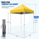 5x5 Pop Up Canopy Tent Instant Straight Leg Outdoor Canopy Easy Set-up - Eagle Peak®