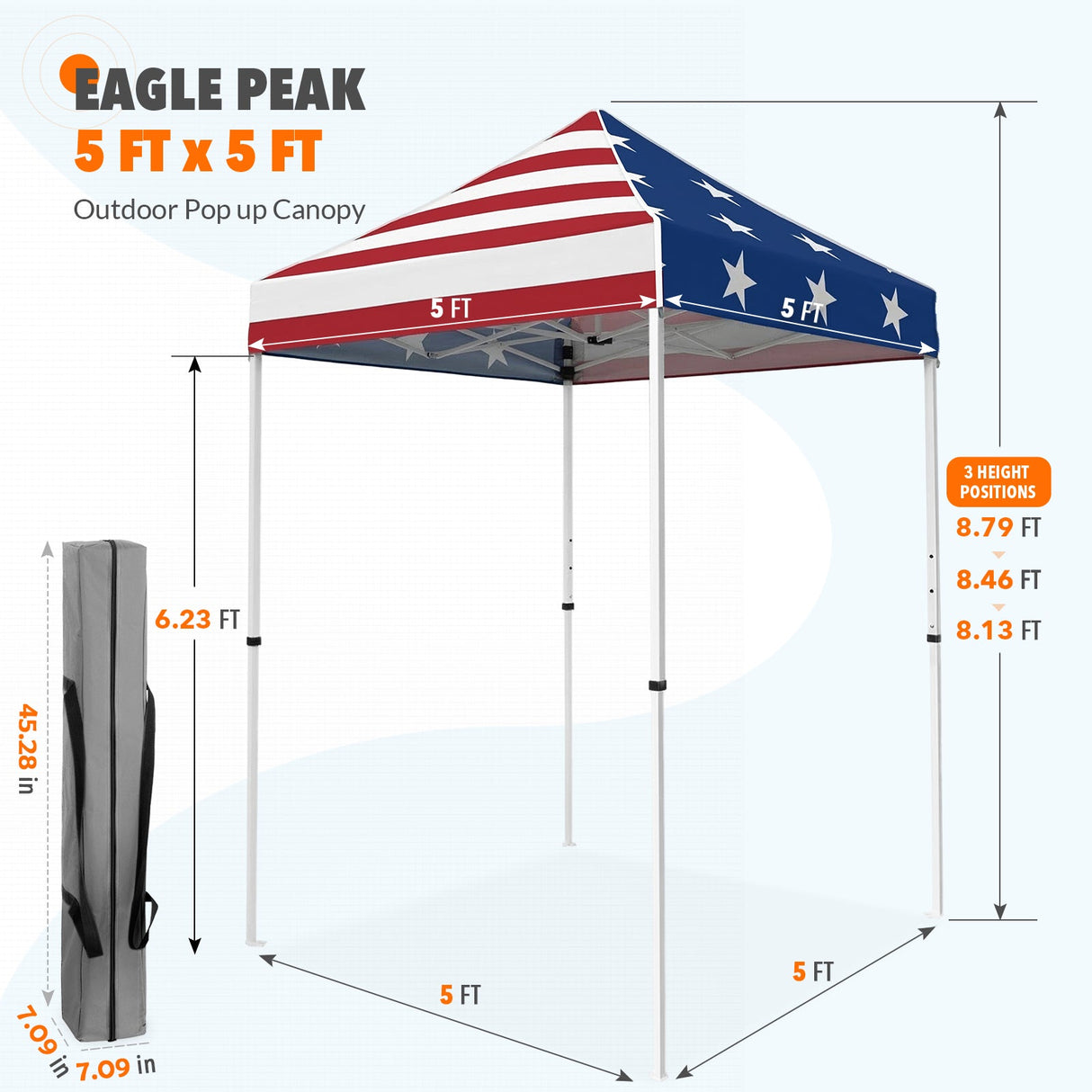 5x5 Pop Up Canopy Tent Instant Straight Leg Outdoor Canopy Easy Set - up - Eagle Peak Custom Canopy Tent