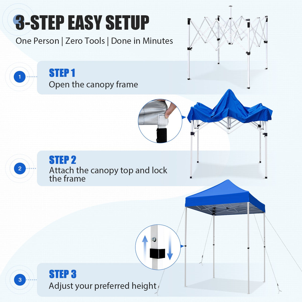5x5 Pop Up Canopy Tent Instant Straight Leg Outdoor Canopy Easy Set-up - Eagle Peak®