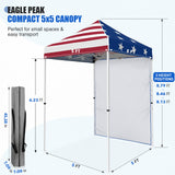 5x5 Straight Leg Pop Up Canopy Tent with One Removable Sunwall - Eagle Peak®