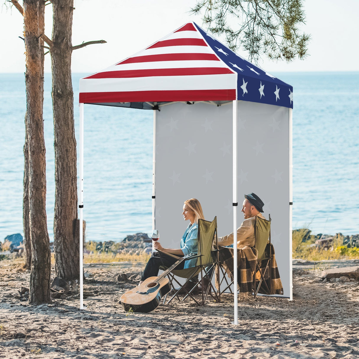 5x5 Straight Leg Pop Up Canopy Tent with One Removable Sunwall - Eagle Peak Custom Canopy Tent