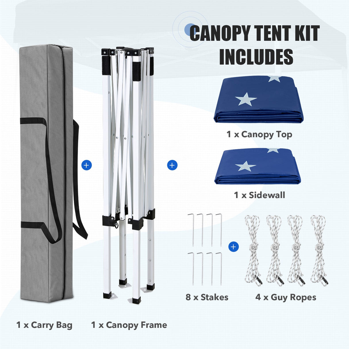 5x5 Straight Leg Pop Up Canopy Tent with One Removable Sunwall - Eagle Peak®