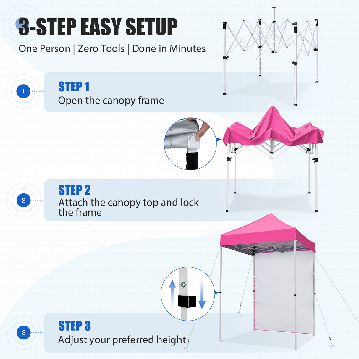5x5 Straight Leg Pop Up Canopy Tent with One Removable Sunwall - Eagle Peak®