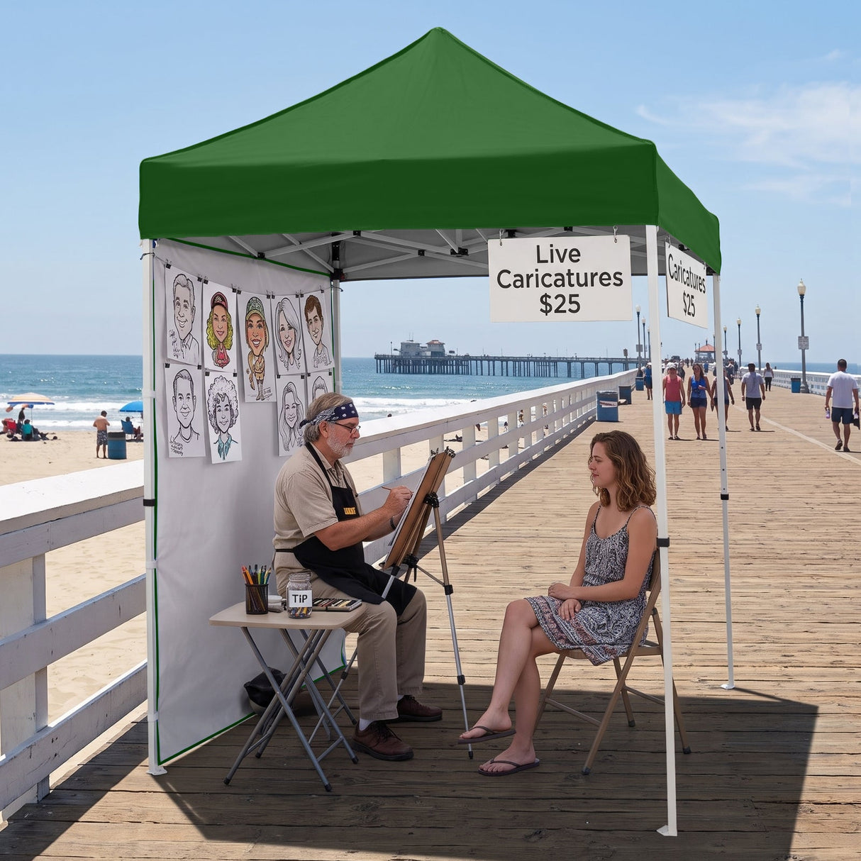 5x5 Straight Leg Pop Up Canopy Tent with One Removable Sunwall - Eagle Peak®