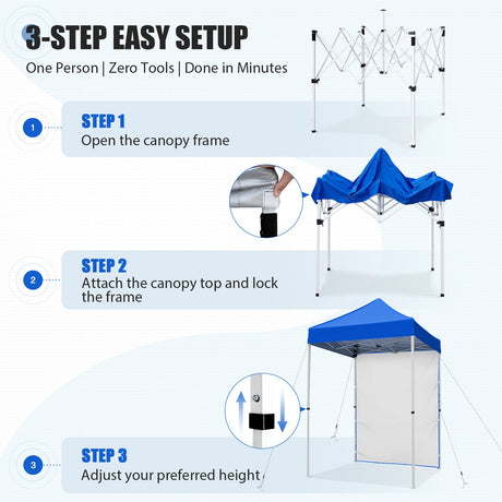 5x5 Straight Leg Pop Up Canopy Tent with One Removable Sunwall - Eagle Peak®