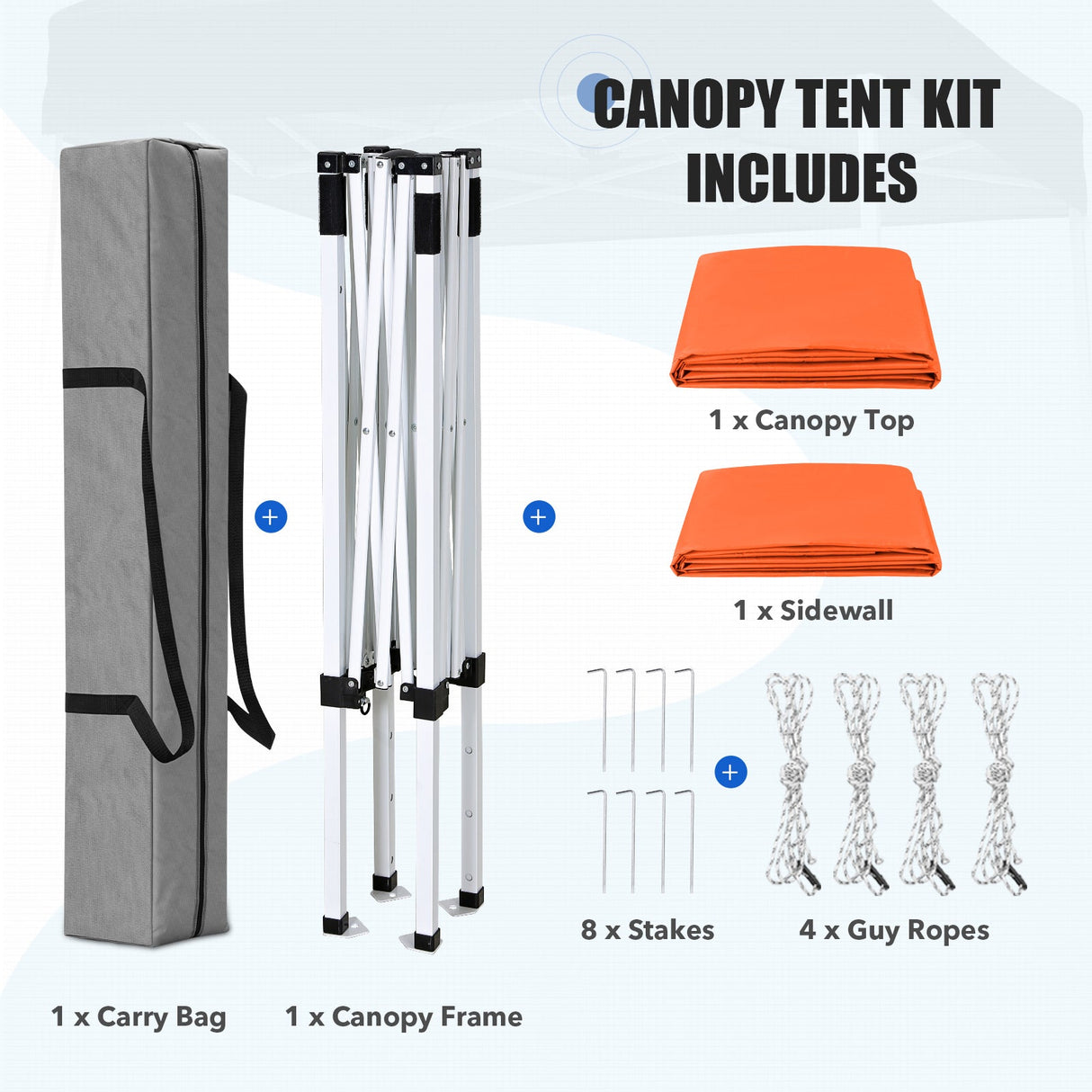 5x5 Straight Leg Pop Up Canopy Tent with One Removable Sunwall - Eagle Peak®