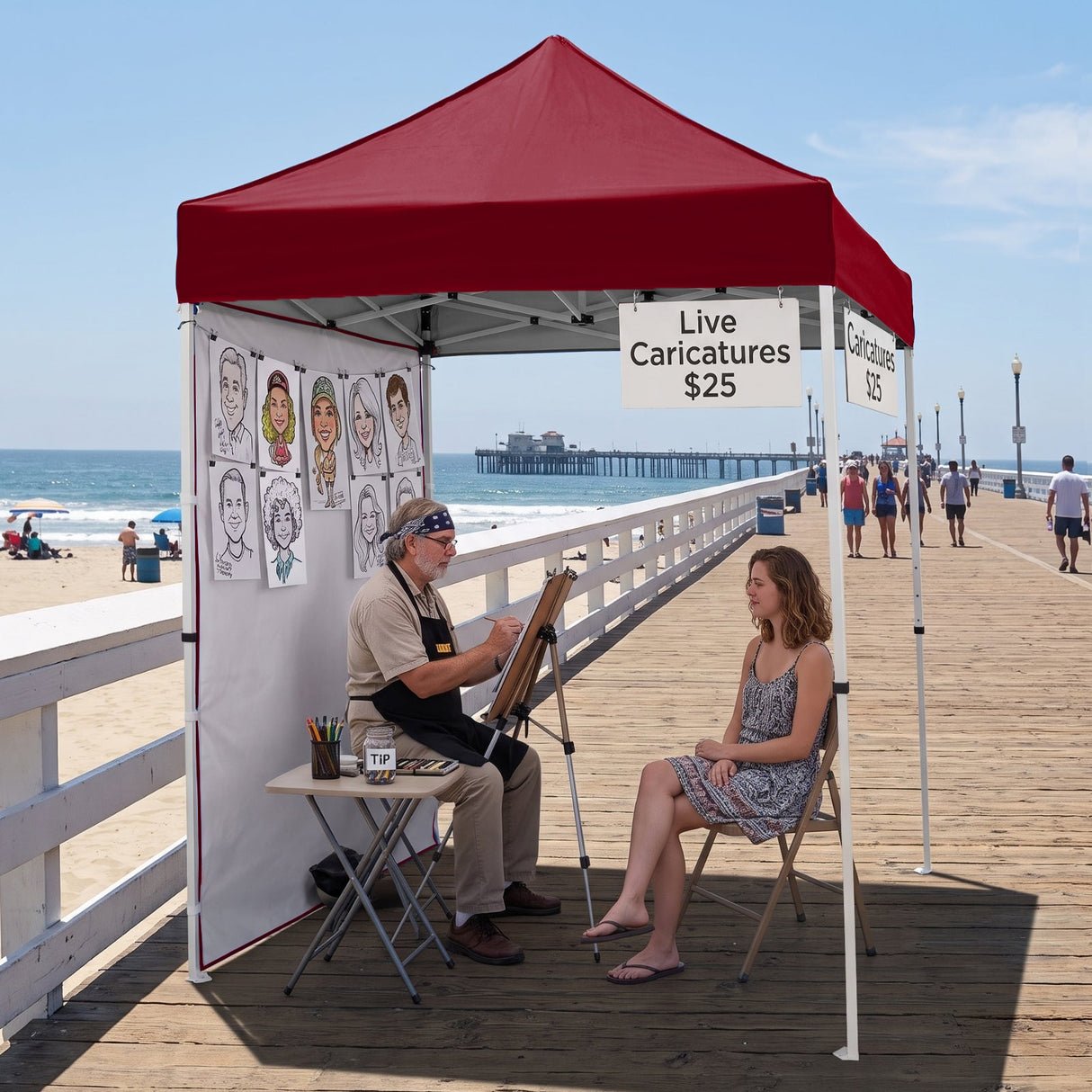 5x5 Straight Leg Pop Up Canopy Tent with One Removable Sunwall - Eagle Peak®