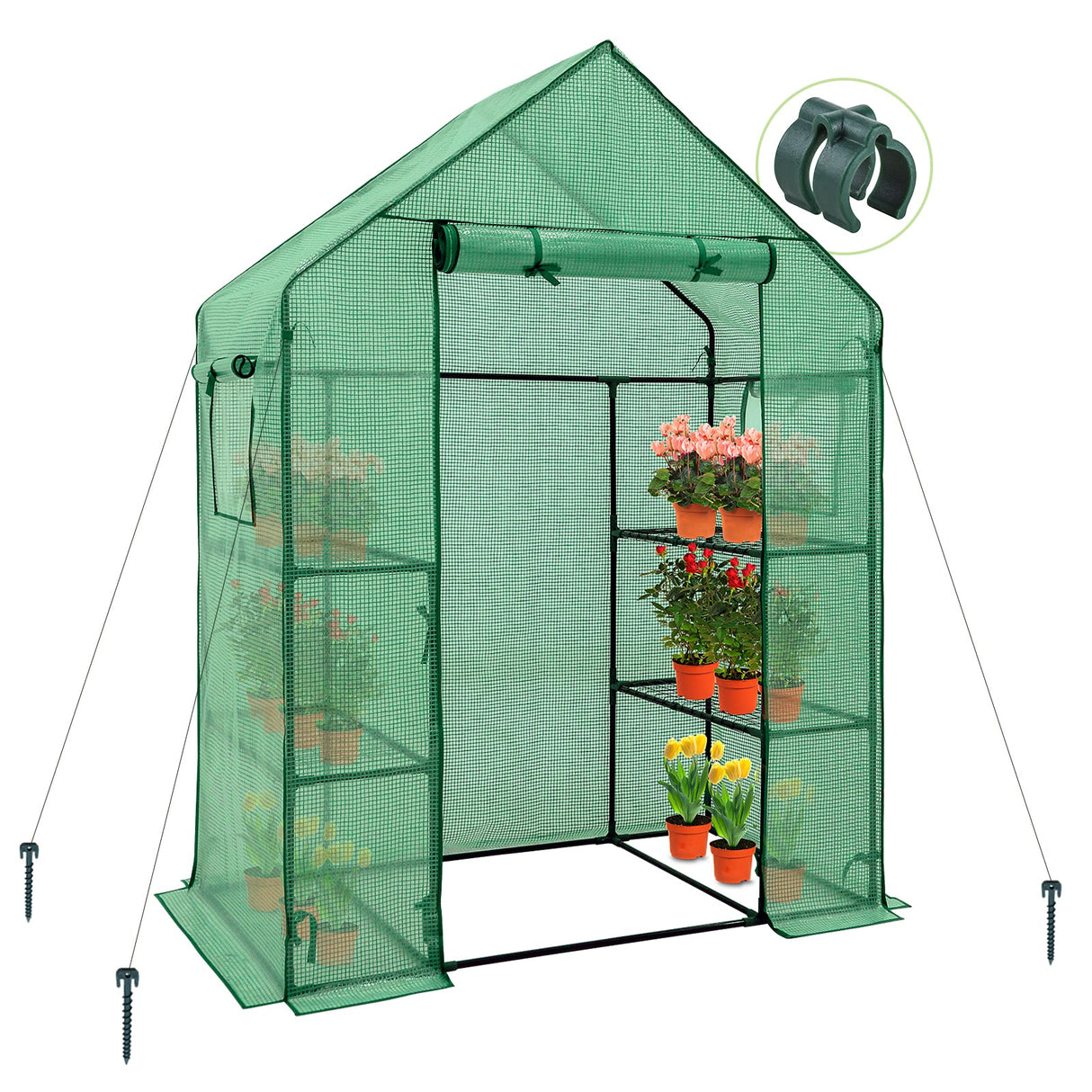 61"x28"x79"Walk in 3 - Tier Greenhouse - Eagle Peak