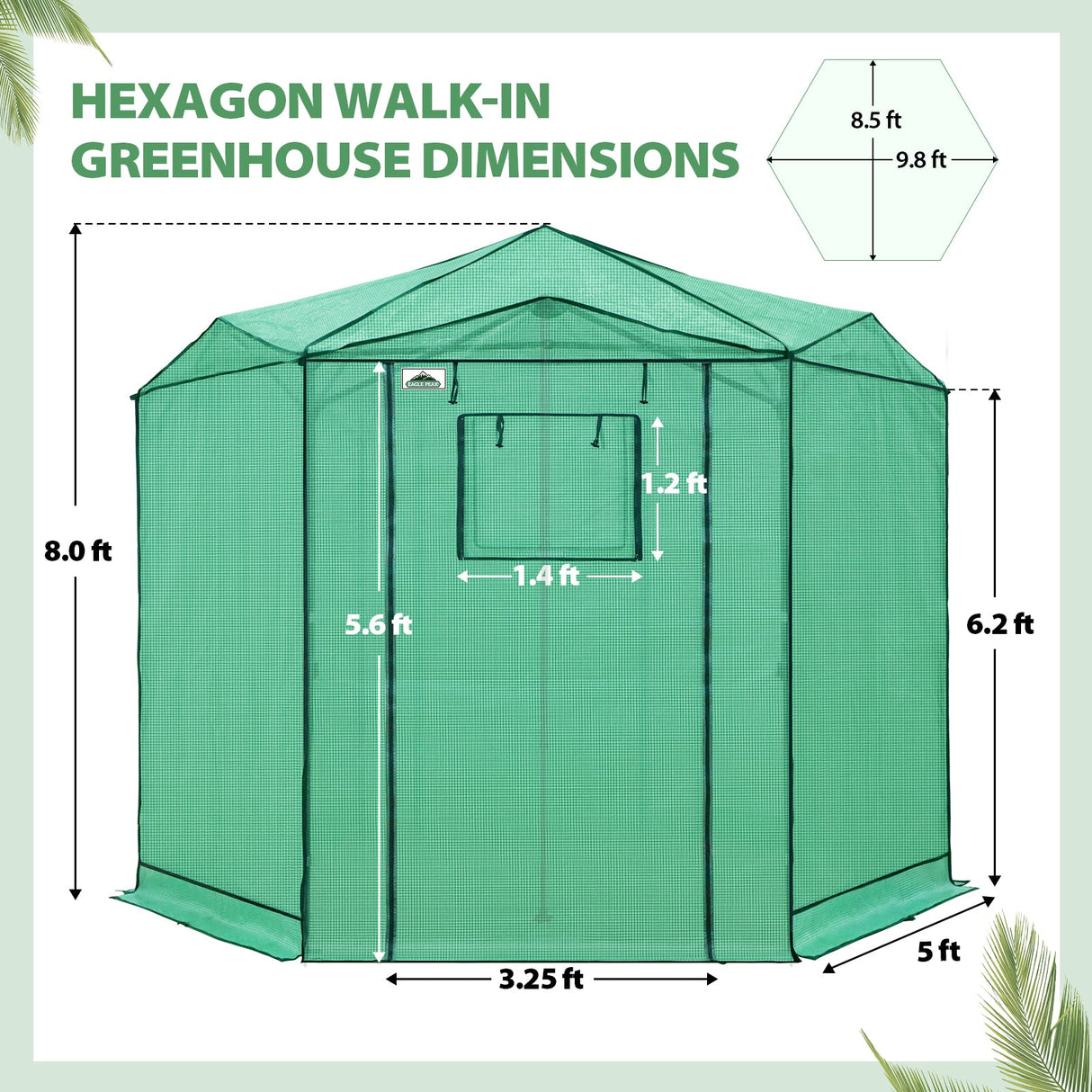 6.6x6.6 ft/ 8.5x8.5 ft Hexagon Pop up Greenhouse - Eagle Peak Custom Canopy Tent