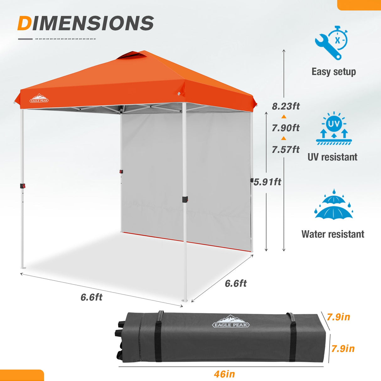 6.6x6.6 Pop Up Canopy Tent with Sidewall - Eagle Peak Custom Canopy Tent
