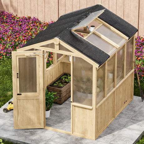 6.7x6x7.7 ft / 6.7x7.8x7.7 ft/ 6.7x9.7x7.7 ft Wood Greenhouse - Eagle Peak Custom Canopy Tent