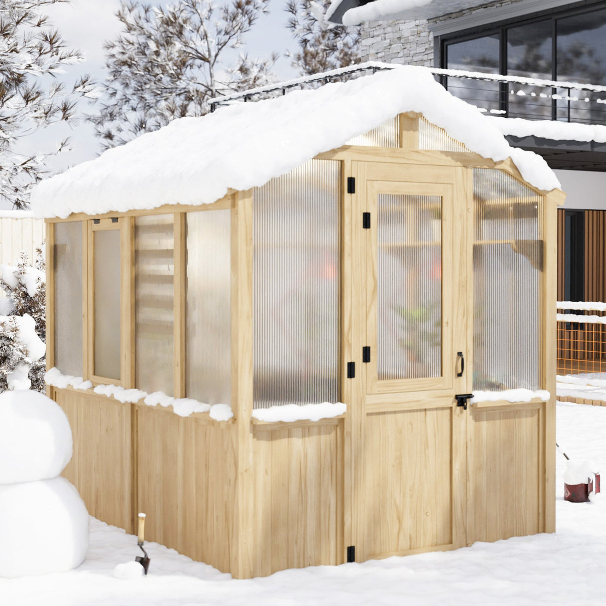 6.7x6x7.7 ft / 6.7x7.8x7.7 ft/ 6.7x9.7x7.7 ft Wood Greenhouse - Eagle Peak Custom Canopy Tent