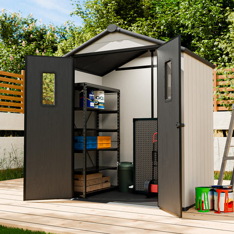 5x3/6x4/8x6/8x8 Resin Outdoor Storage Shed,Weatherproof Garden Shed