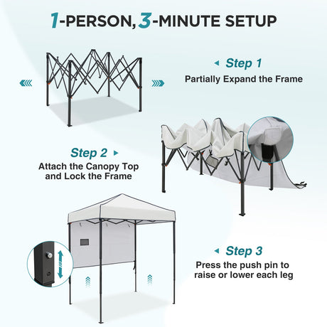 6x4 ft Instant Pop Up Canopy with Adjustable Sun Wall - Eagle Peak®