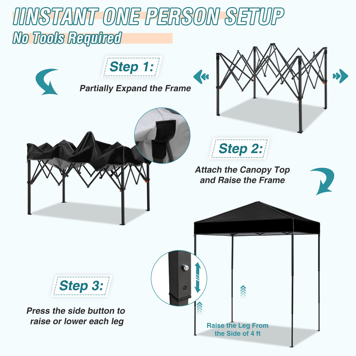 6x4 Instant Pop Up Canopy Tent - Eagle Peak Custom Canopy Tent