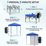 6x4 Instant Pop Up Canopy Tent with 1 Side Wall Panel - Eagle Peak®