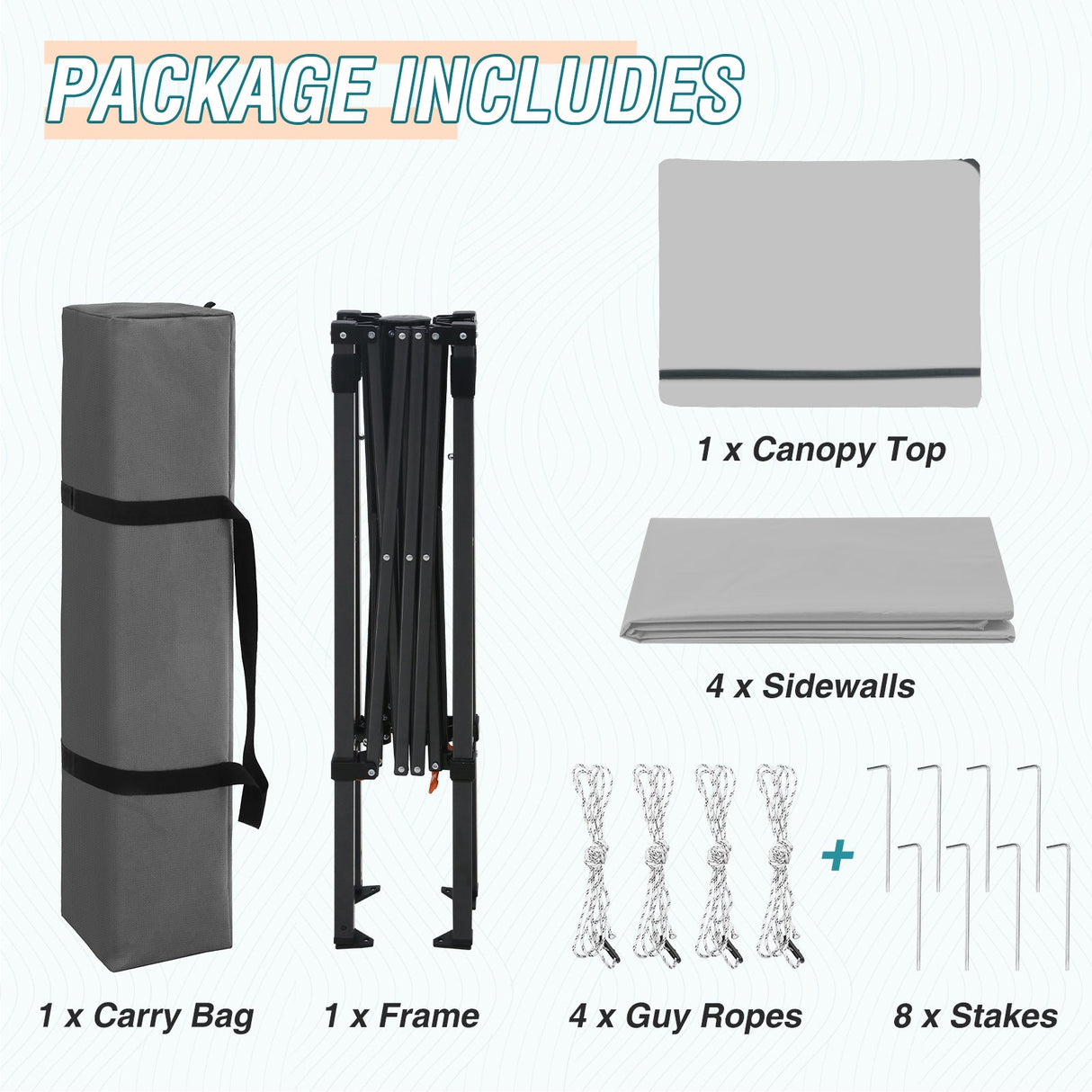 6x4 Instant Pop Up Canopy Tent with 4 Side Wall Panels - Eagle Peak Custom Canopy Tent