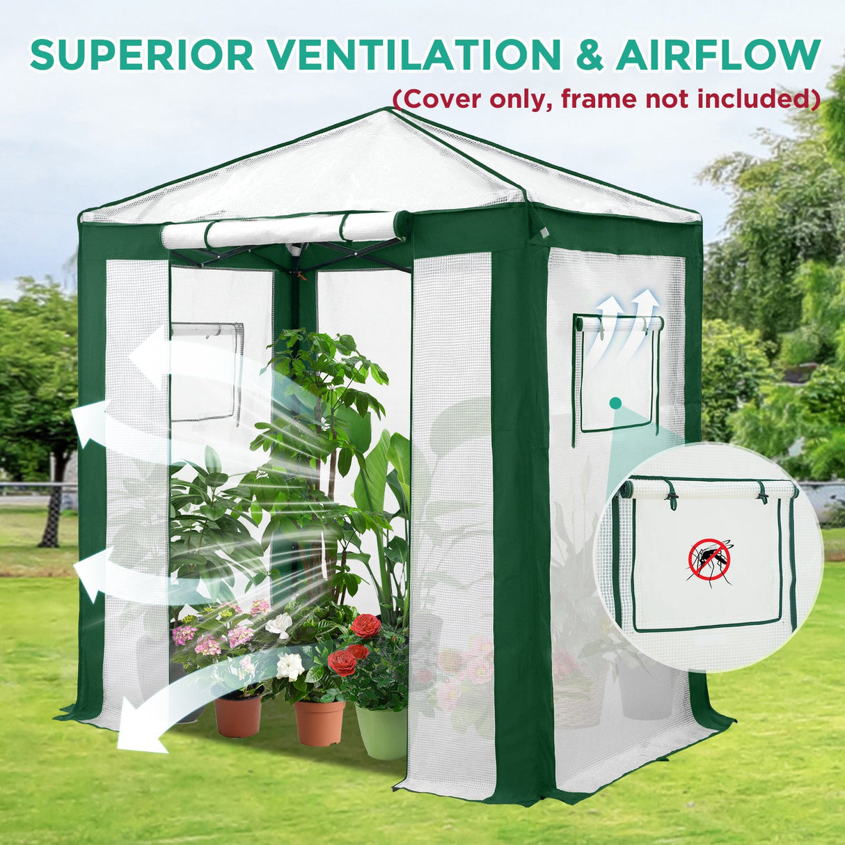 6X4 Replacement Top cover of Walk in Greenhouse with Polyester Reinforced Corners - Eagle Peak Custom Canopy Tent