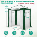 6X4 Replacement Top cover of Walk in Greenhouse with Polyester Reinforced Corners - Eagle Peak Custom Canopy Tent