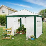 6x4/12x8/10x10 Portable Walk in Greenhouse with Polyester Reinforced Corners, Gray/White, Green/White - Eagle Peak Custom Canopy Tent
